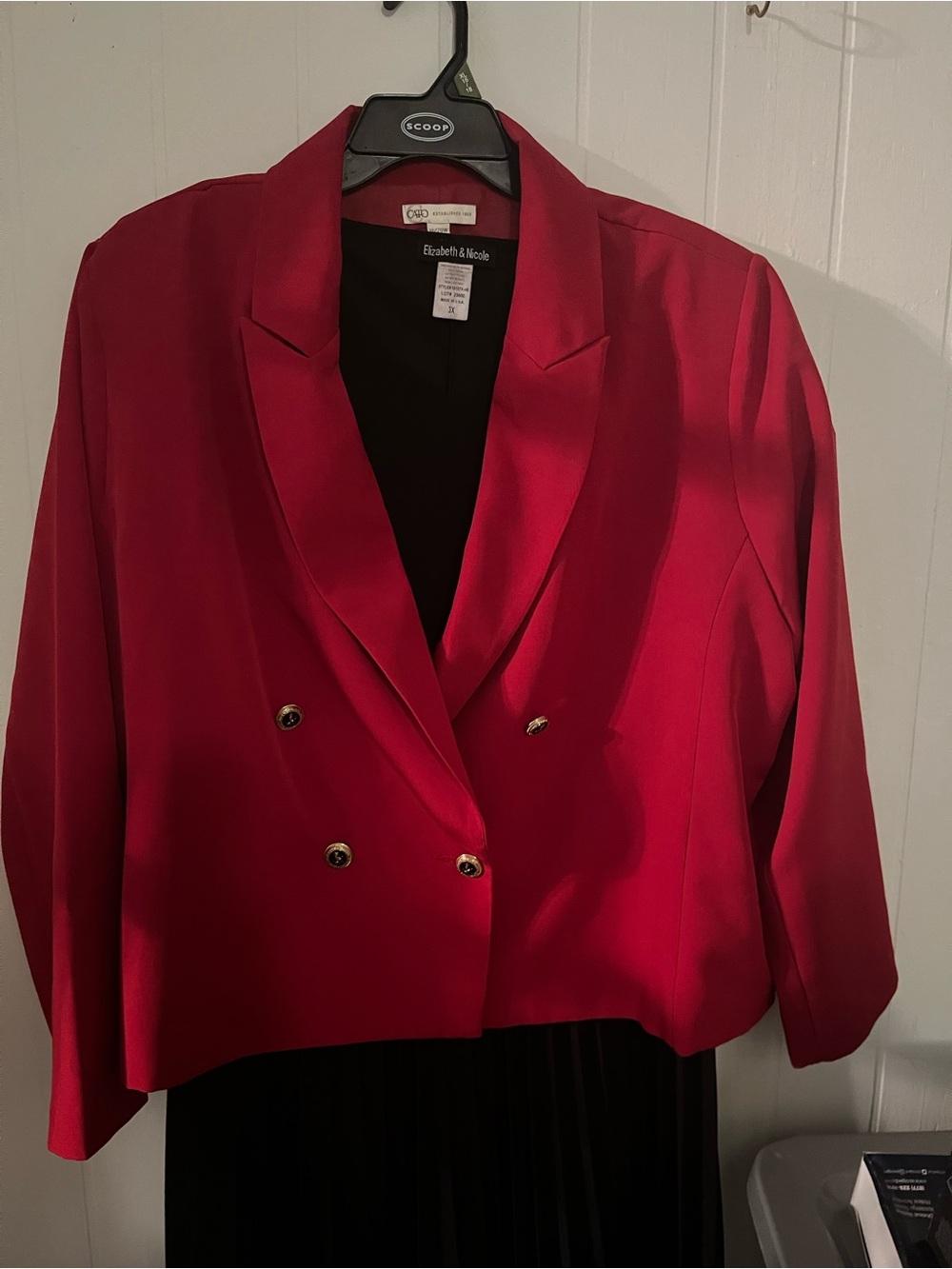 Cato Red Double-Breasted Cropped Blazer with Gold Buttons